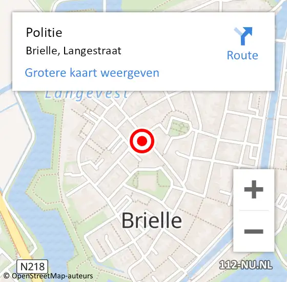 Locatie op kaart van de 112 melding: Politie Brielle, Langestraat op 31 maart 2023 15:10