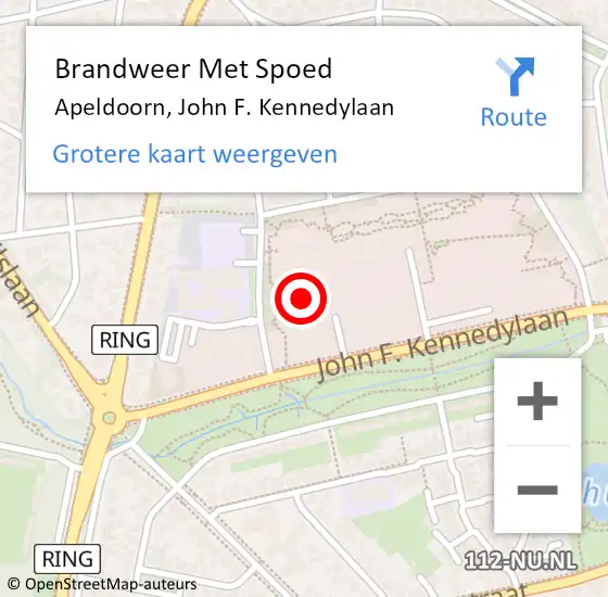 Locatie op kaart van de 112 melding: Brandweer Met Spoed Naar Apeldoorn, John F. Kennedylaan op 31 maart 2023 15:46