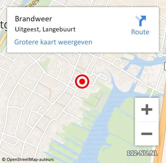 Locatie op kaart van de 112 melding: Brandweer Uitgeest, Langebuurt op 31 maart 2023 15:51