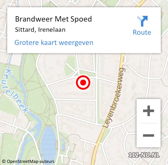 Locatie op kaart van de 112 melding: Brandweer Met Spoed Naar Sittard, Irenelaan op 31 maart 2023 16:18