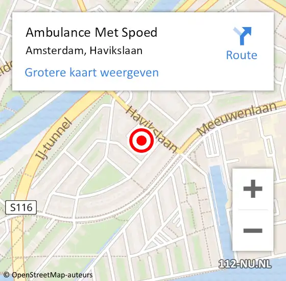 Locatie op kaart van de 112 melding: Ambulance Met Spoed Naar Amsterdam, Havikslaan op 31 maart 2023 17:38