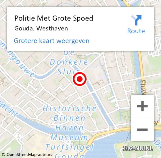 Locatie op kaart van de 112 melding: Politie Met Grote Spoed Naar Gouda, Westhaven op 31 maart 2023 17:43