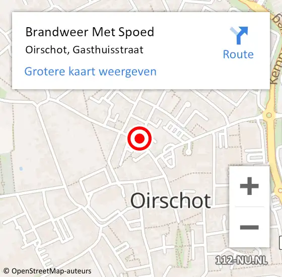 Locatie op kaart van de 112 melding: Brandweer Met Spoed Naar Oirschot, Gasthuisstraat op 31 maart 2023 18:07