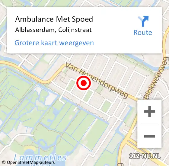 Locatie op kaart van de 112 melding: Ambulance Met Spoed Naar Alblasserdam, Colijnstraat op 31 maart 2023 18:19