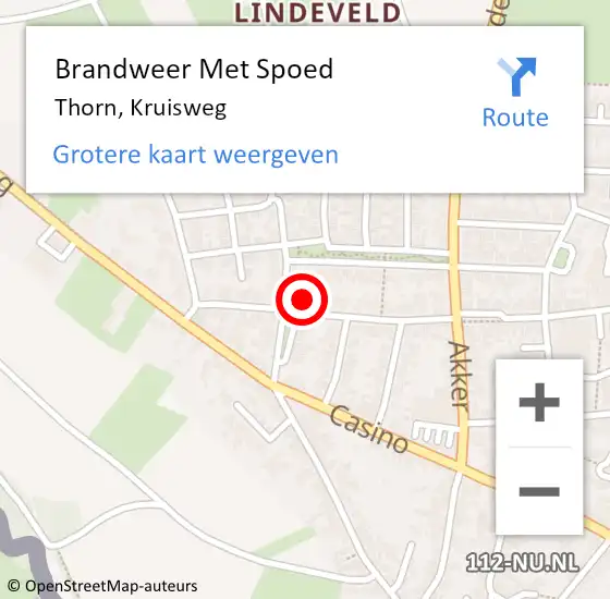 Locatie op kaart van de 112 melding: Brandweer Met Spoed Naar Thorn, Kruisweg op 31 maart 2023 18:20