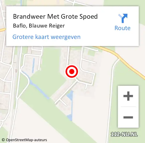 Locatie op kaart van de 112 melding: Brandweer Met Grote Spoed Naar Baflo, Blauwe Reiger op 31 maart 2023 18:45