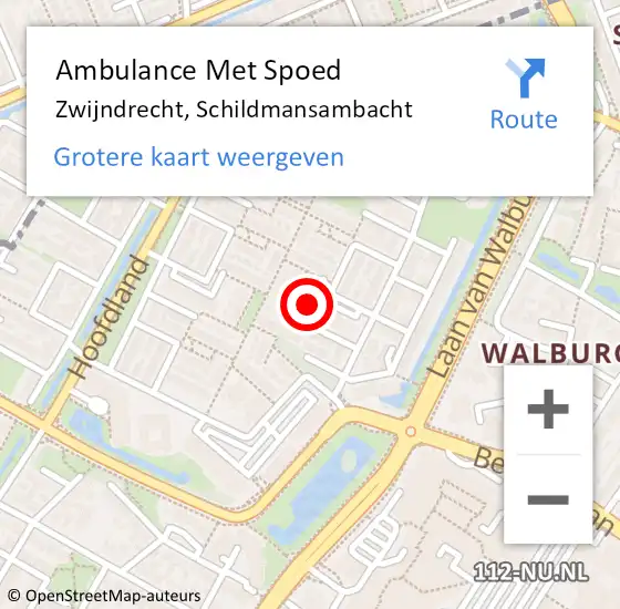 Locatie op kaart van de 112 melding: Ambulance Met Spoed Naar Zwijndrecht, Schildmansambacht op 31 maart 2023 19:13