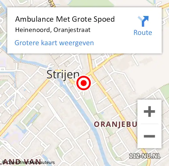 Locatie op kaart van de 112 melding: Ambulance Met Grote Spoed Naar Heinenoord, Oranjestraat op 31 maart 2023 19:21