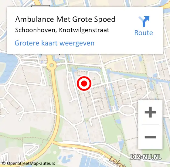 Locatie op kaart van de 112 melding: Ambulance Met Grote Spoed Naar Schoonhoven, Knotwilgenstraat op 31 maart 2023 19:35