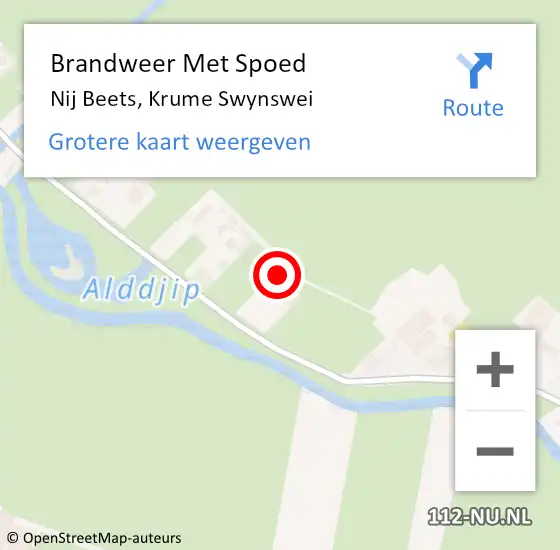 Locatie op kaart van de 112 melding: Brandweer Met Spoed Naar Nij Beets, Krume Swynswei op 20 augustus 2014 19:56