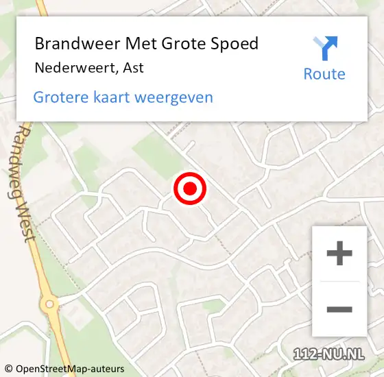 Locatie op kaart van de 112 melding: Brandweer Met Grote Spoed Naar Nederweert, Ast op 31 maart 2023 20:54