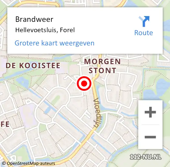 Locatie op kaart van de 112 melding: Brandweer Hellevoetsluis, Forel op 31 maart 2023 21:02