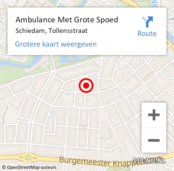 Locatie op kaart van de 112 melding: Ambulance Met Grote Spoed Naar Schiedam, Tollensstraat op 31 maart 2023 21:08