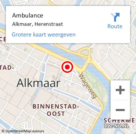 Locatie op kaart van de 112 melding: Ambulance Alkmaar, Herenstraat op 31 maart 2023 21:08