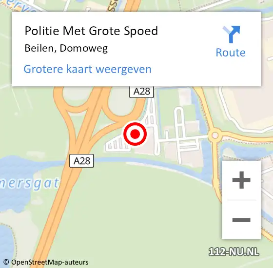 Locatie op kaart van de 112 melding: Politie Met Grote Spoed Naar Beilen, Domoweg op 31 maart 2023 21:27