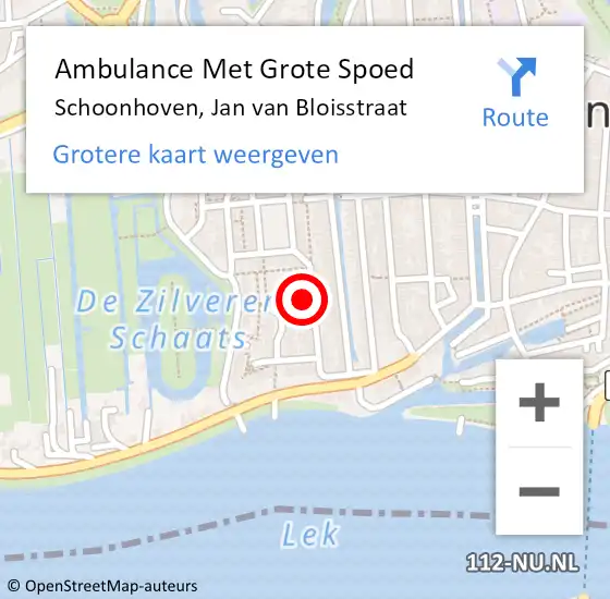 Locatie op kaart van de 112 melding: Ambulance Met Grote Spoed Naar Schoonhoven, Jan van Bloisstraat op 31 maart 2023 21:58