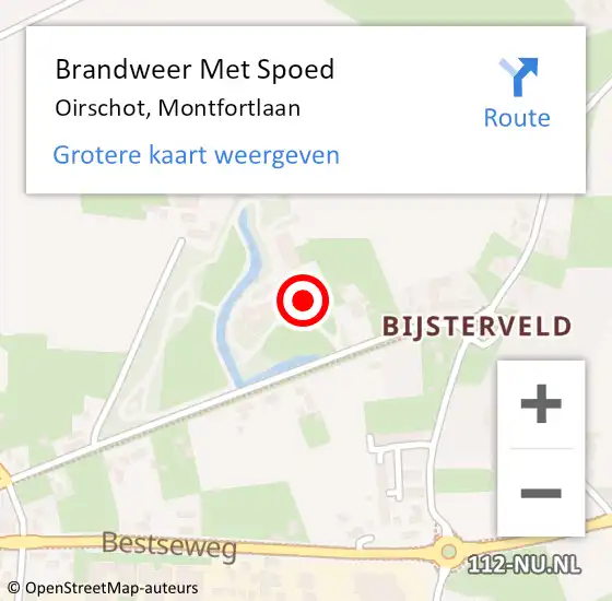 Locatie op kaart van de 112 melding: Brandweer Met Spoed Naar Oirschot, Montfortlaan op 31 maart 2023 22:05