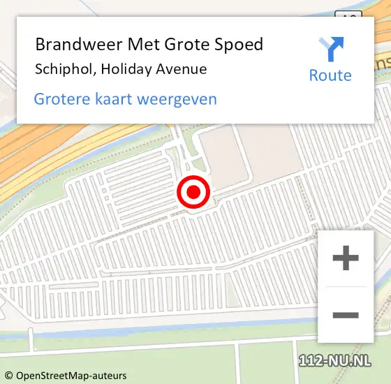 Locatie op kaart van de 112 melding: Brandweer Met Grote Spoed Naar Schiphol, Holiday Avenue op 31 maart 2023 22:19