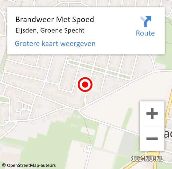 Locatie op kaart van de 112 melding: Brandweer Met Spoed Naar Eijsden, Groene Specht op 31 maart 2023 22:28