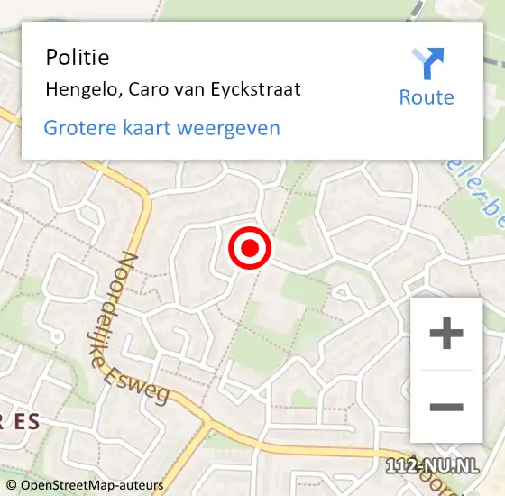 Locatie op kaart van de 112 melding: Politie Hengelo, Caro van Eyckstraat op 31 maart 2023 22:40