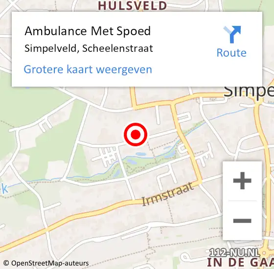 Locatie op kaart van de 112 melding: Ambulance Met Spoed Naar Simpelveld, Scheelenstraat op 20 augustus 2014 20:14