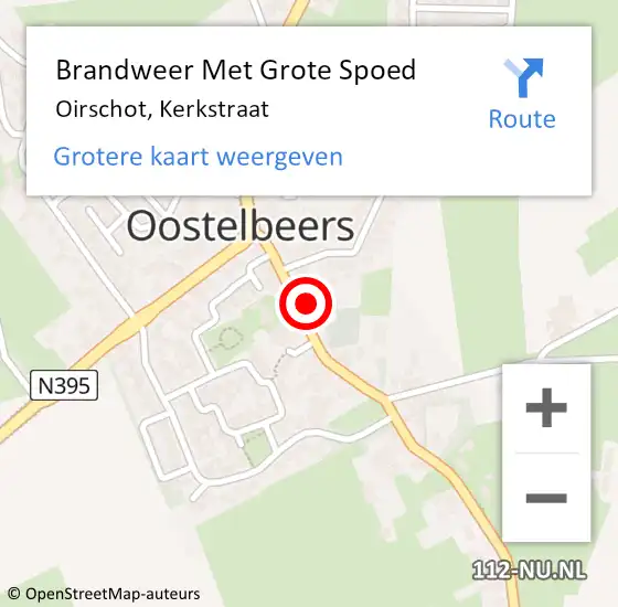 Locatie op kaart van de 112 melding: Brandweer Met Grote Spoed Naar Oirschot, Kerkstraat op 31 maart 2023 23:38