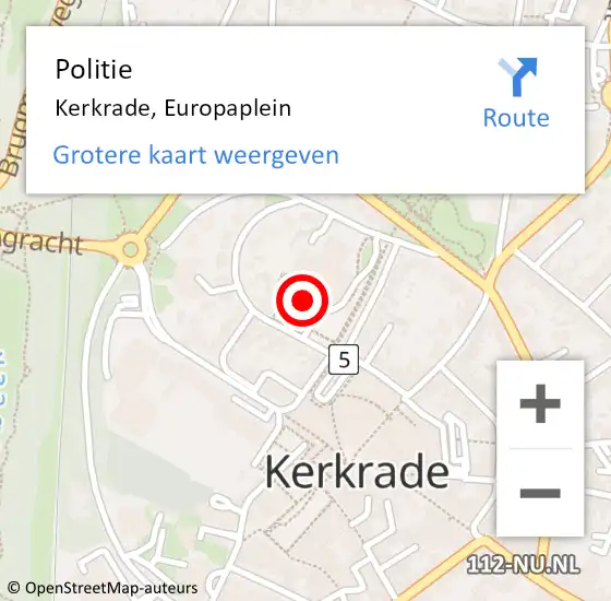 Locatie op kaart van de 112 melding: Politie Kerkrade, Europaplein op 31 maart 2023 23:56