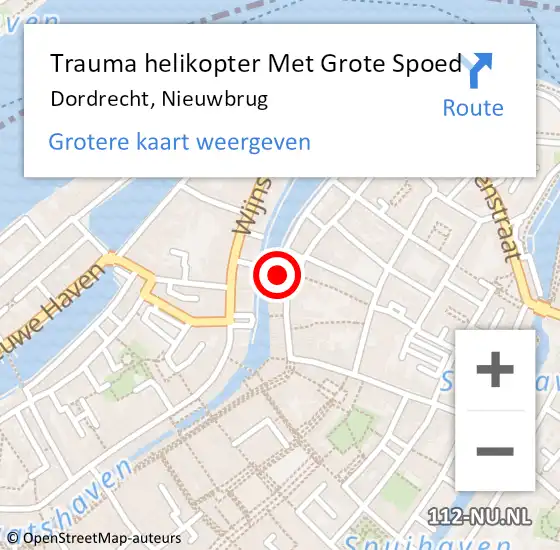 Locatie op kaart van de 112 melding: Trauma helikopter Met Grote Spoed Naar Dordrecht, Nieuwbrug op 1 april 2023 00:12