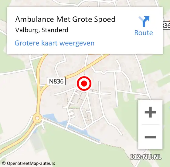 Locatie op kaart van de 112 melding: Ambulance Met Grote Spoed Naar Valburg, Standerd op 1 april 2023 00:21