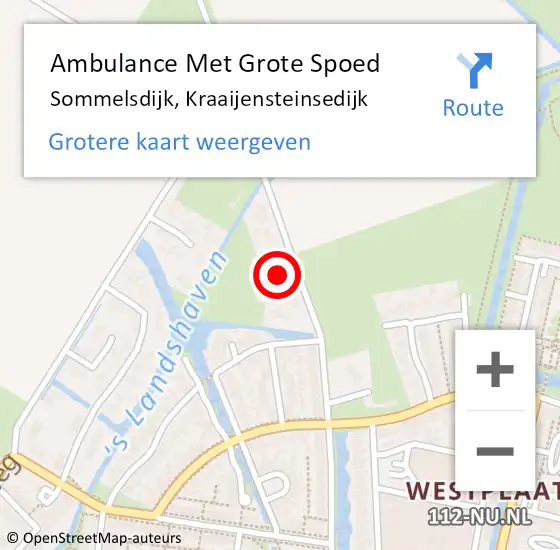 Locatie op kaart van de 112 melding: Ambulance Met Grote Spoed Naar Sommelsdijk, Kraaijensteinsedijk op 1 april 2023 00:22