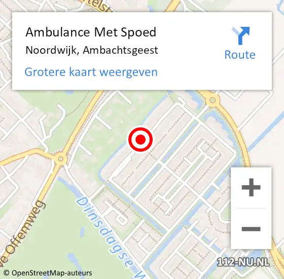 Locatie op kaart van de 112 melding: Ambulance Met Spoed Naar Noordwijk, Ambachtsgeest op 1 april 2023 00:50