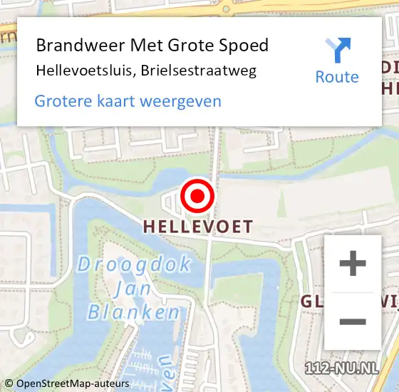 Locatie op kaart van de 112 melding: Brandweer Met Grote Spoed Naar Hellevoetsluis, Brielsestraatweg op 1 april 2023 01:17