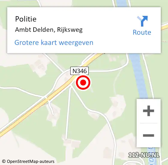 Locatie op kaart van de 112 melding: Politie Ambt Delden, Rijksweg op 1 april 2023 02:05