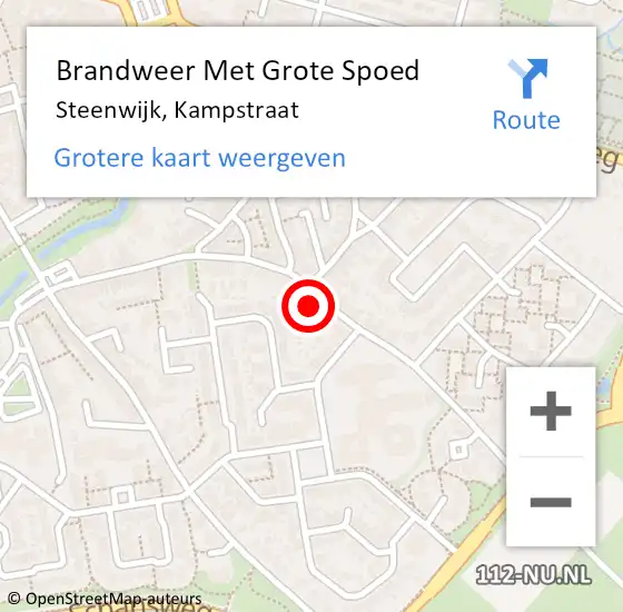 Locatie op kaart van de 112 melding: Brandweer Met Grote Spoed Naar Steenwijk, Kampstraat op 1 april 2023 02:07