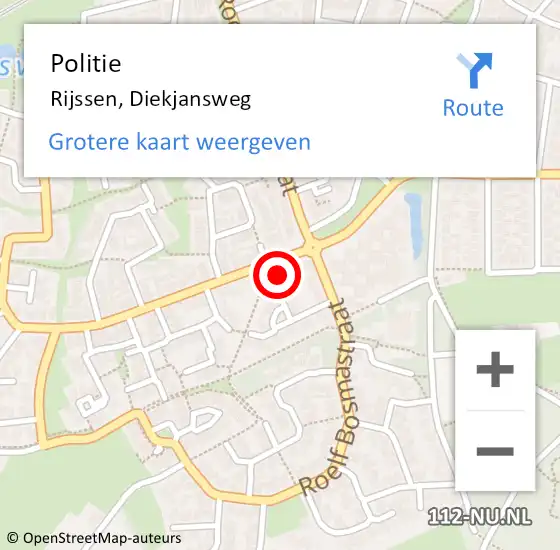 Locatie op kaart van de 112 melding: Politie Rijssen, Diekjansweg op 1 april 2023 02:18