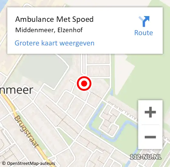 Locatie op kaart van de 112 melding: Ambulance Met Spoed Naar Middenmeer, Elzenhof op 1 april 2023 03:15