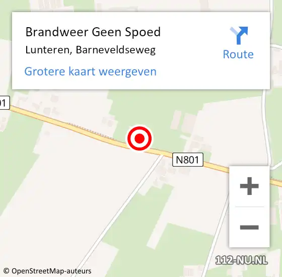 Locatie op kaart van de 112 melding: Brandweer Geen Spoed Naar Lunteren, Barneveldseweg op 1 april 2023 03:47