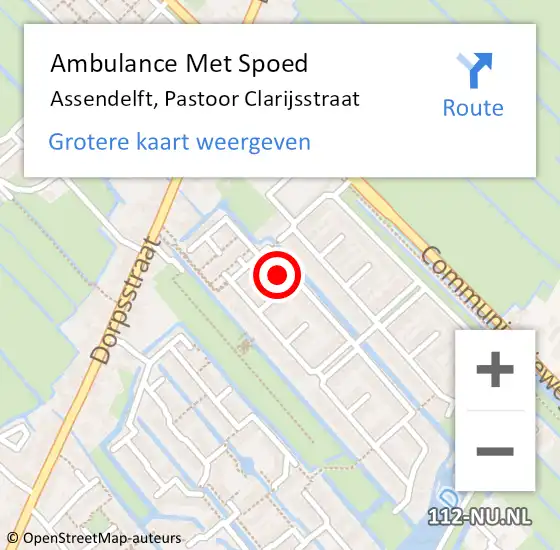 Locatie op kaart van de 112 melding: Ambulance Met Spoed Naar Assendelft, Pastoor Clarijsstraat op 1 april 2023 04:17