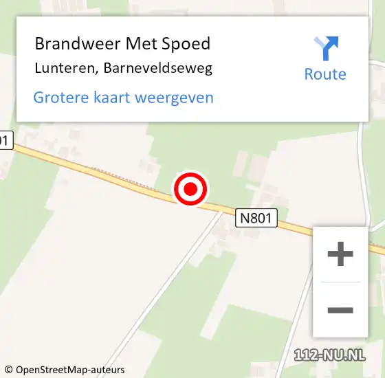 Locatie op kaart van de 112 melding: Brandweer Met Spoed Naar Lunteren, Barneveldseweg op 1 april 2023 04:19