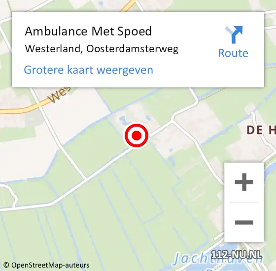 Locatie op kaart van de 112 melding: Ambulance Met Spoed Naar Westerland, Oosterdamsterweg op 1 april 2023 04:30