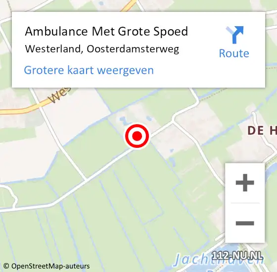 Locatie op kaart van de 112 melding: Ambulance Met Grote Spoed Naar Westerland, Oosterdamsterweg op 1 april 2023 04:47