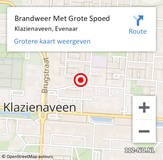 Locatie op kaart van de 112 melding: Brandweer Met Grote Spoed Naar Klazienaveen, Evenaar op 1 april 2023 04:50