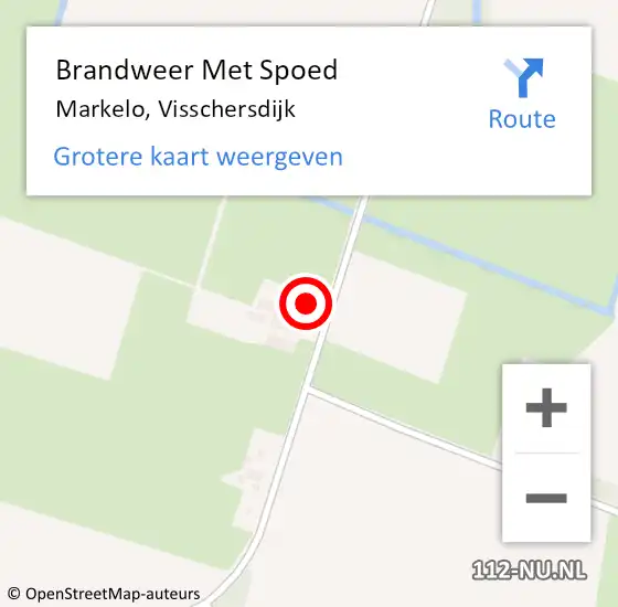 Locatie op kaart van de 112 melding: Brandweer Met Spoed Naar Markelo, Visschersdijk op 1 april 2023 05:22