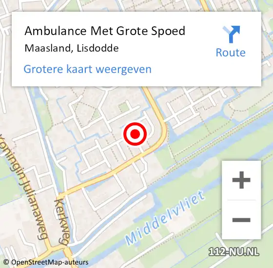 Locatie op kaart van de 112 melding: Ambulance Met Grote Spoed Naar Maasland, Lisdodde op 1 april 2023 05:28