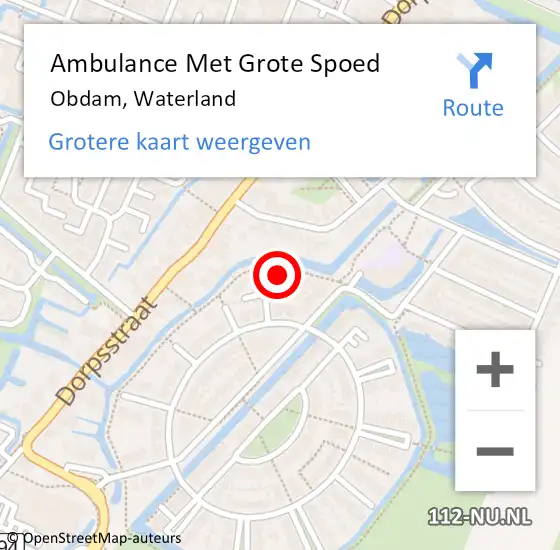 Locatie op kaart van de 112 melding: Ambulance Met Grote Spoed Naar Obdam, Waterland op 1 april 2023 05:29