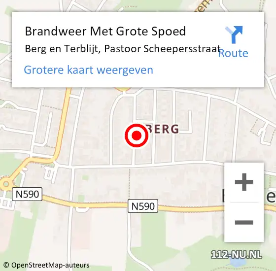 Locatie op kaart van de 112 melding: Brandweer Met Grote Spoed Naar Berg en Terblijt, Pastoor Scheepersstraat op 1 april 2023 05:37