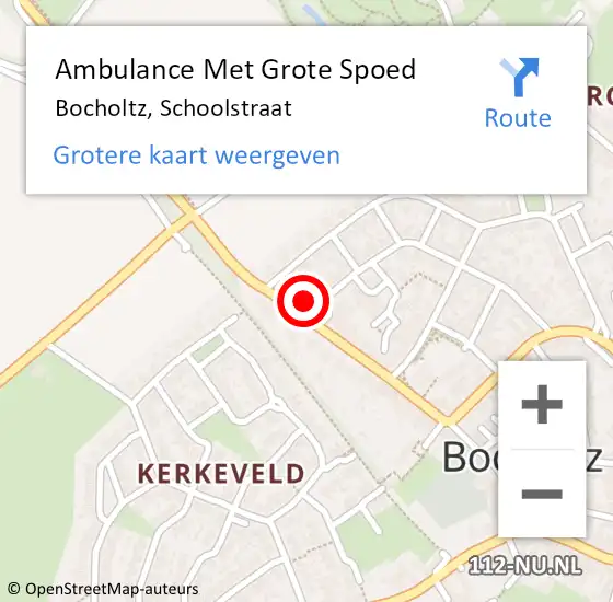 Locatie op kaart van de 112 melding: Ambulance Met Grote Spoed Naar Bocholtz, Schoolstraat op 20 augustus 2014 20:42