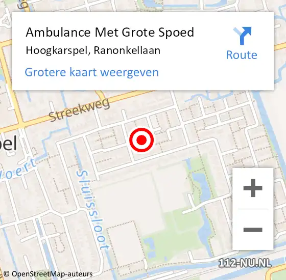 Locatie op kaart van de 112 melding: Ambulance Met Grote Spoed Naar Hoogkarspel, Ranonkellaan op 1 april 2023 07:22