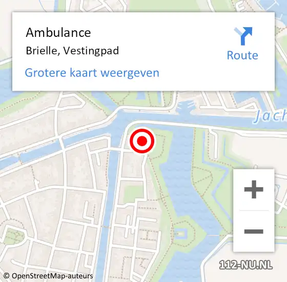 Locatie op kaart van de 112 melding: Ambulance Brielle, Vestingpad op 1 april 2023 08:07