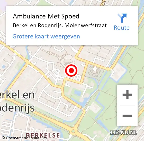 Locatie op kaart van de 112 melding: Ambulance Met Spoed Naar Berkel en Rodenrijs, Molenwerfstraat op 1 april 2023 08:24